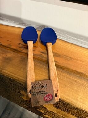 Wanderlust Collection Blue Silicone Spatula with Wood Handle